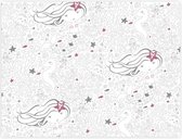 placemat zeemeermin 30 x 40 cm papier wit/roze 8 stuks