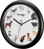 wandklok dierengeluiden junior 25 cm zwart