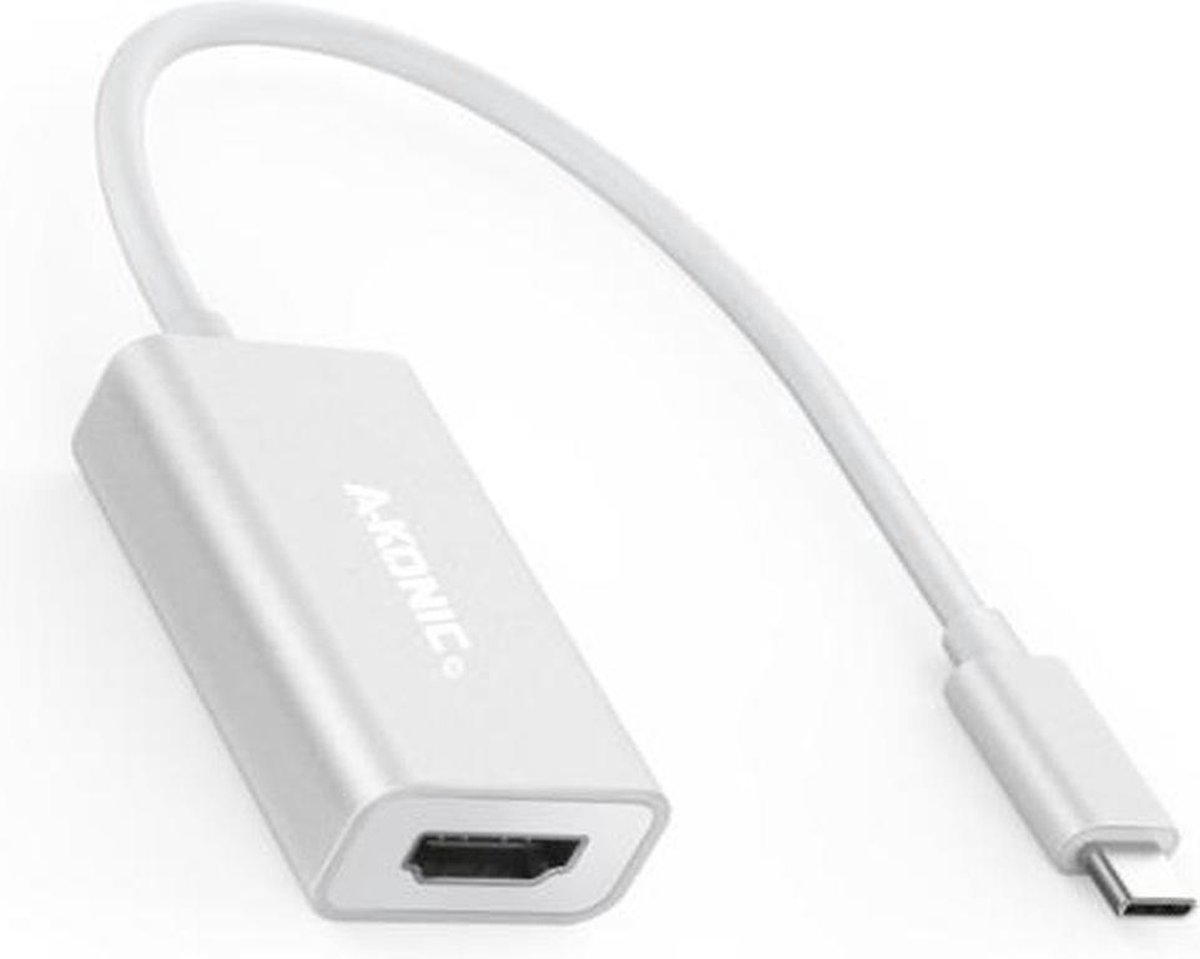A-KONIC Usb C Naar HDMI Adapter 4K - Geschikt voor Macbook Air/Pro, Dell, en meer - Zilver