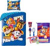 Paw Patrol Dekbedovertrek Team Paw- Eenpersoons- 140 x 200 cm - Katoen- blauw, incl. toilettas Paw Patrol gevuld.