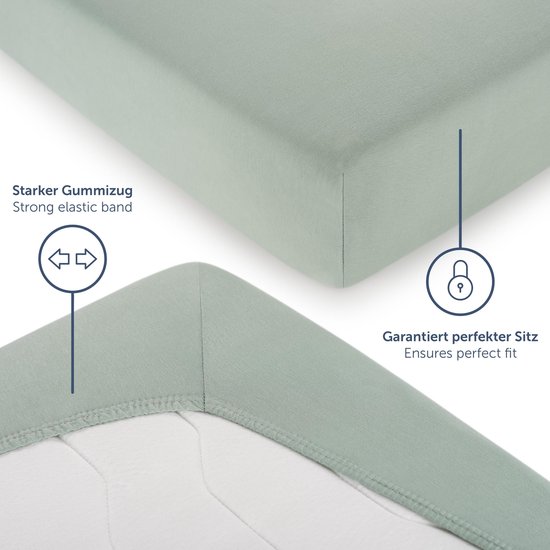 Drap- Hoeslaken Blumtal - Drap-housse - Jersey - Katoen - 140 x 200 x 30 cm - Vert d'été