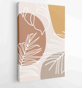 Canvas schilderij - Botanical wall art vector set. Earth tone boho foliage line art drawing with abstract shape. 1 -    – 1887340204 - 115*75 Vertical