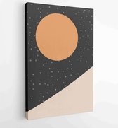 Canvas schilderij - Mountain wall art vector set. Earth tones landscapes backgrounds set with moon and sun. 3 -    – 1875695956 - 115*75 Vertical