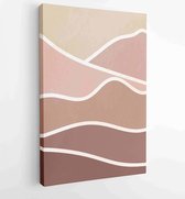 Canvas schilderij - Mountain wall art vector set. Earth tones landscapes backgrounds set with moon and sun. 3 -    – 1875695965 - 50*40 Vertical