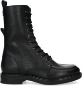 Manfield - Dames - Zwarte leren veterboots - Maat 40