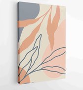 Canvas schilderij - Botanical wall art vector set. Earth tone boho foliage line art drawing with abstract shape. 4 -    – 1881805198 - 80*60 Vertical