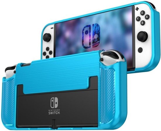 Coque Nintendo Switch OLED - Coque de protection TPU - Blauw carbone