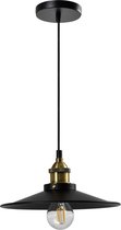 QUVIO Hanglamp retro - Lampen - Plafondlamp - Verlichting - Verlichting plafondlampen - Keukenverlichting - Lamp - E27 Fitting - Met 1 lichtpunt - Voor binnen - Aluminium - D 26 cm - Zwart en goud