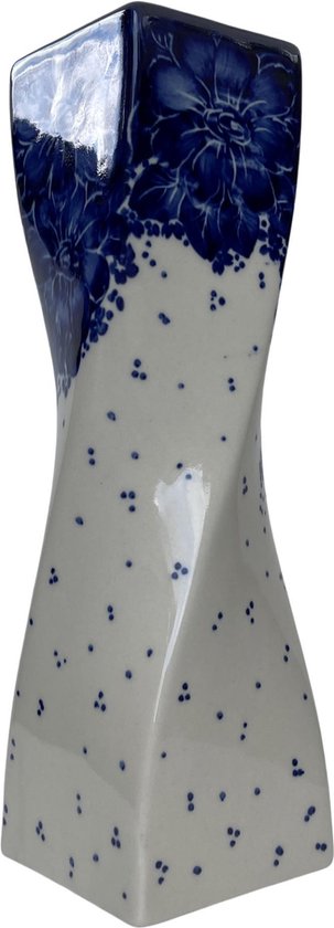 Vaas - Bloemenvaas - Bunzlau - Keramiek -  Aardewerk - Handmade - Handgemaakt - Handpainted - Handbeschilderd - Kobaltblauw