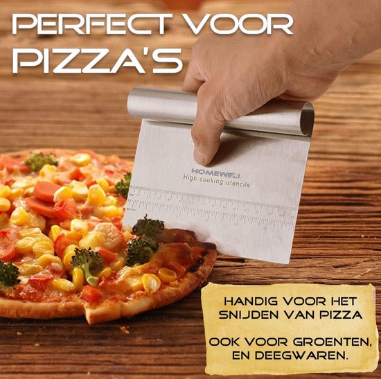 Homewell® RVS - Deegschraper - Deegsteker - Deegkrabber - Groentesnijder - Pizza mes  - Deegsnijder - Cake & Taart Schraper