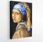 Canvas schilderij - Reproduction work of Girl with a Pearl Earring by Johannes Vermeer   -1672528498 - 50*40 Vertical