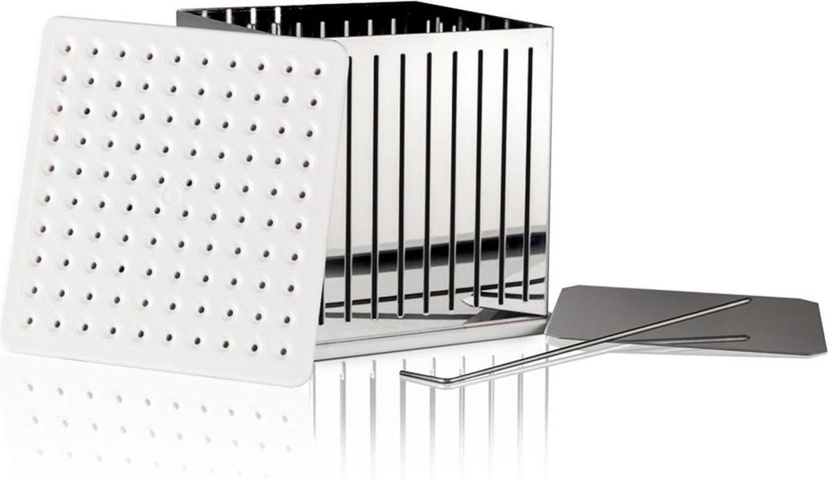 Spiedini SatéMaker/SpiesMaker - Vleeskubus voor het rijgen en snijden van 100 sate of (vlees)spiesjes van 15 mm doorsnee en 11 cm hoog - Materiaal: kunststof/rvs