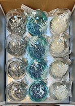 S&L Luxe Christmas Gifts Set de boules de Noël avec paillettes - 12 pièces - 8 cm - incassable - Décorations de Noël - Boules de Noël