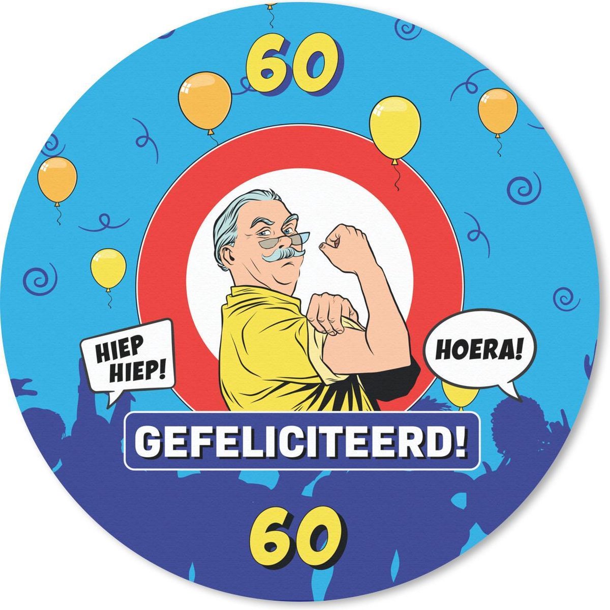 Muismat rond 20x20 cm - Mousepad Verjaardag - Man - 60 Jaar - Ronde muismatten