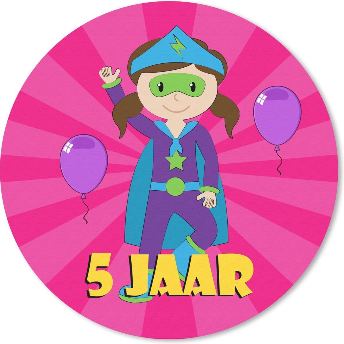 Muismat rond 30x30 cm - Mousepad Verjaardag - 5 Jaar - Roze - Ronde muismatten