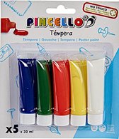 temperaverf junior 150 ml blauw/rood/geel 5 stuks