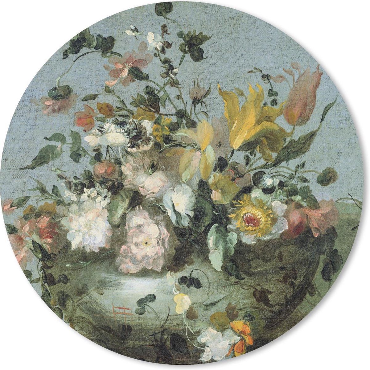 Muismat rond 20x20 cm - Mousepad Bloemen - Oude Meesters - Barok - Ronde muismatten