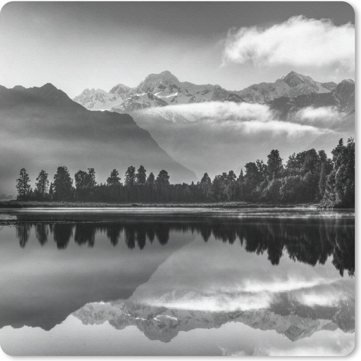Muismat 20x20 cm - Mousepad Nieuw-Zeeland - Reflectie - Berg - Muismatten