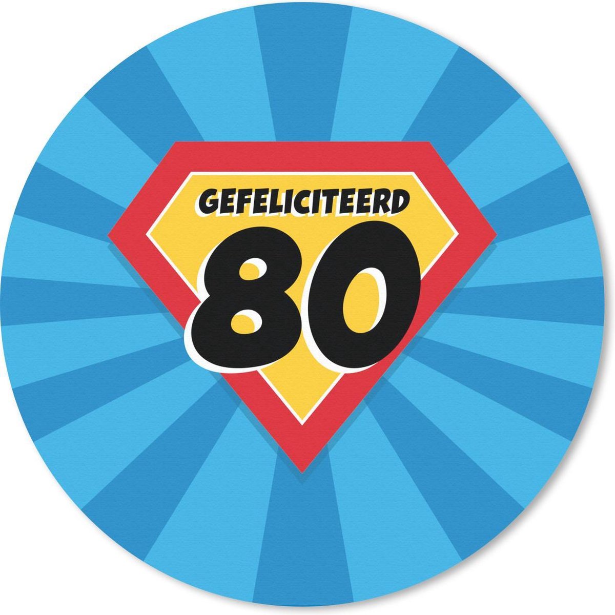 Muismat rond 30x30 cm - Mousepad Jubileum - 80 jaar - Superheldencape - Ronde muismatten