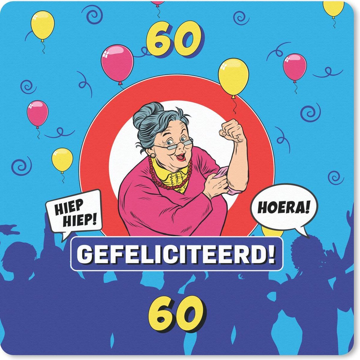 Muismat 30x30 cm - Mousepad Verjaardag - Vrouw - 60 Jaar - Jubileum - Muismatten