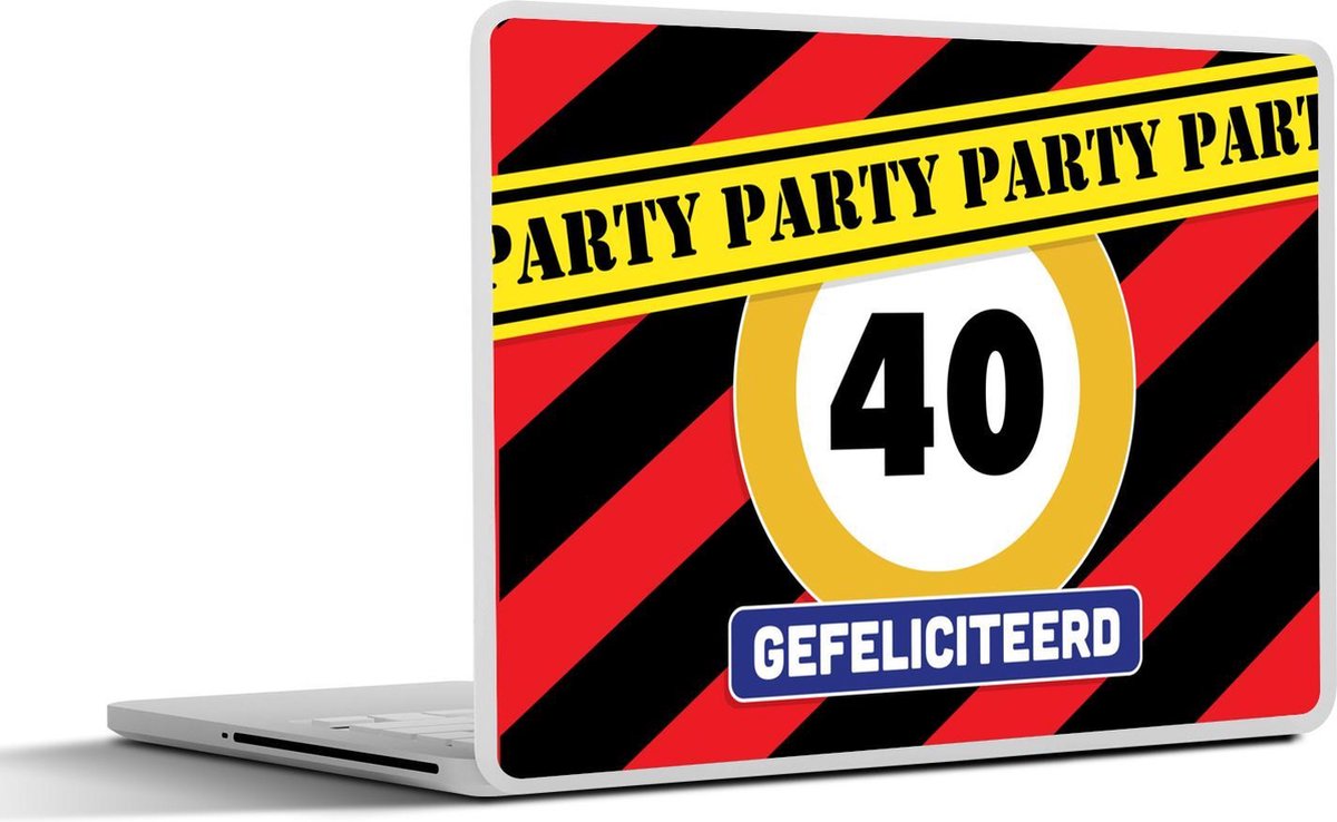Laptop sticker - 15.6 inch - Jubileum - 40 Jaar - Verkeersbord - 36x27,5cm - Laptopstickers - Laptop skin - Cover