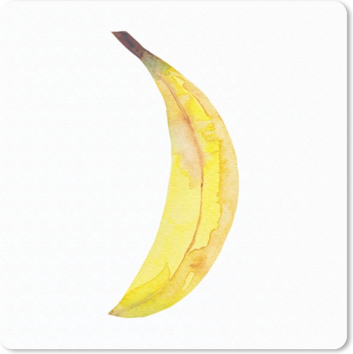 Muismat 20x20 cm - Mousepad Banaan - Aquarel - Wit - Muismatten