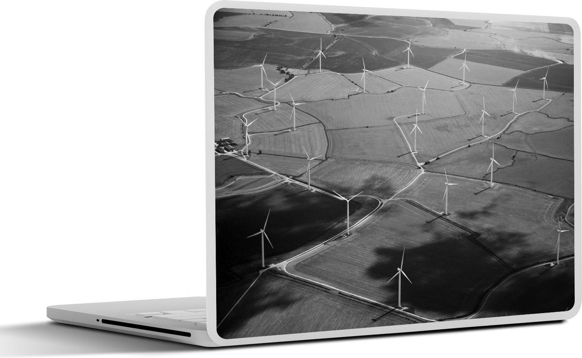 Afbeelding van product SleevesAndCases  Laptop sticker - 13.3 inch - Windmolen - Gras - Zwart - Wit