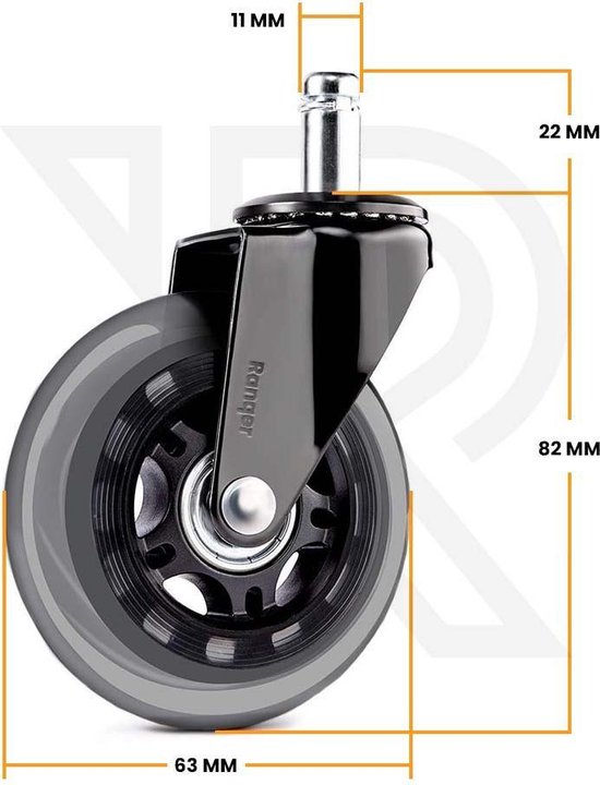Ranqer - Zachte bureaustoel wielen - stoelwielen voor harde vloeren -  diameter 11 mm -... | bol.com
