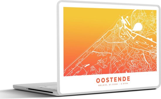 Autocollant pour ordinateur portable - 11,6 pouces - Plan de la ville - België - Ostende - Oranje - 30x21cm - Autocollants pour ordinateur portable - Skin pour ordinateur portable - Couverture