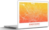 Laptop sticker - 10.1 inch - Stadskaart - Enschede - Oranje - Geel - 25x18cm - Laptopstickers - Laptop skin - Cover