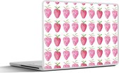 Laptop sticker - 13.3 inch - Aardbei - Waterverf - Design - 31x22,5cm - Laptopstickers - Laptop skin - Cover