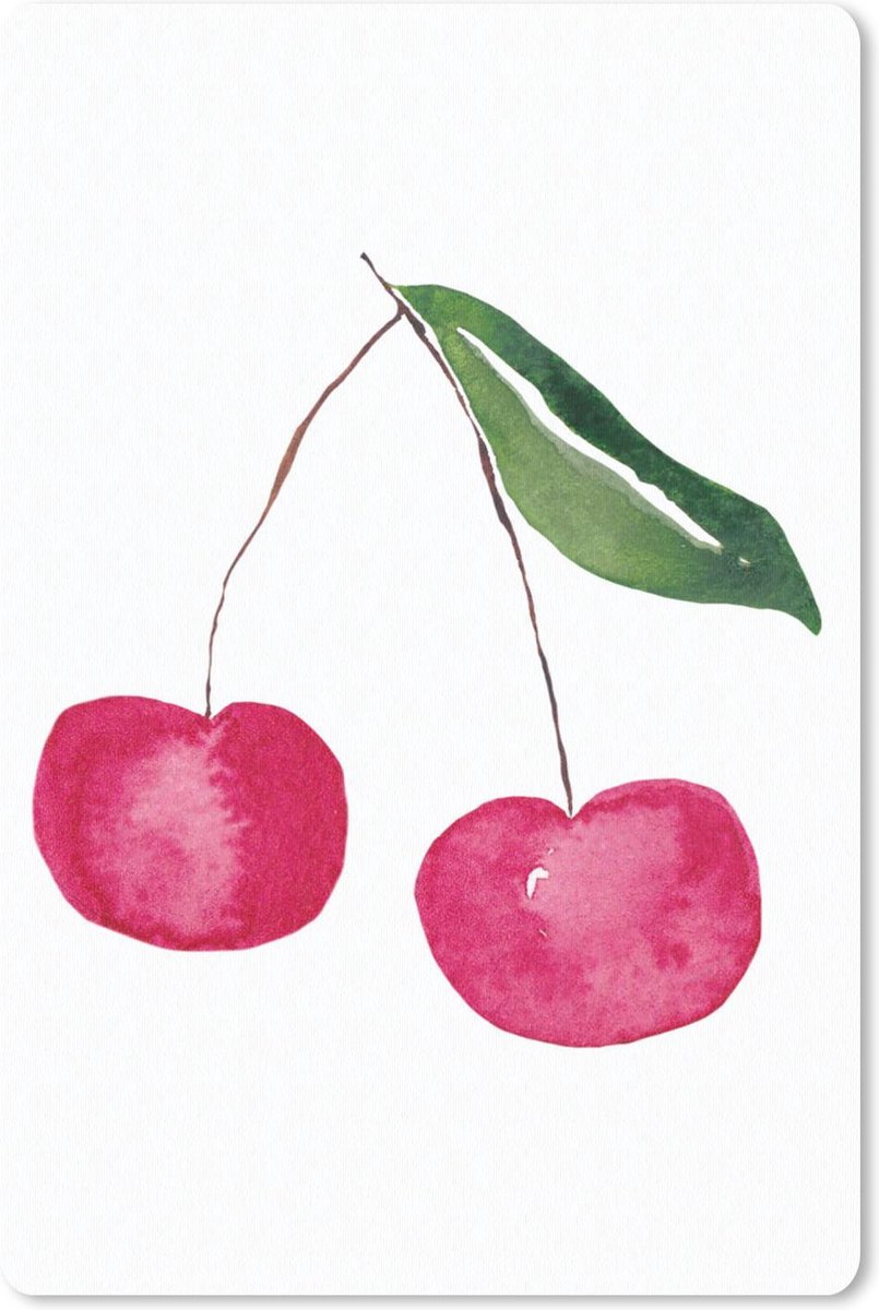 Muismat - Mousepad - Kersen - Fruit - Wit - 40x60 cm