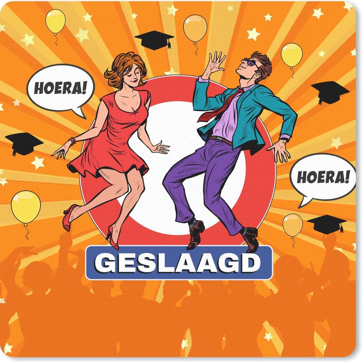 Muismat 20x20 cm - Mousepad 'Geslaagd' - Spreuken - Quotes - Feest - Muismatten