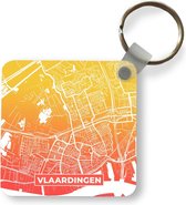 Sleutelhanger - Uitdeelcadeautjes - Stadskaart - Vlaardingen - Oranje - Geel - Plastic