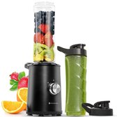 KitchenBrothers Mini Blender - Smoothie Maker - 2 To Go Bekers - 350W - Zwart