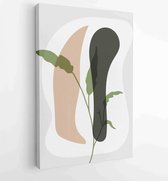 Canvas schilderij - Earth tone boho foliage line art drawing with abstract shape. Abstract Plant Art design for print, cover, wallpaper, Minimal and natural wall art. 3 -    – 1839