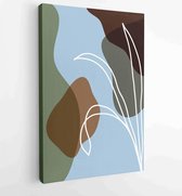 Canvas schilderij - Earth tone boho foliage line art drawing with abstract shape. Abstract Plant Art design for print, cover, wallpaper, Minimal and natural wall art. 3 -    – 1839