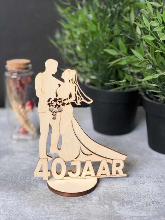 Bruidspaar jaar getrouwd op voet - Cadeau - Huwelijk - Liefde Hout - 40jarig | bol.com