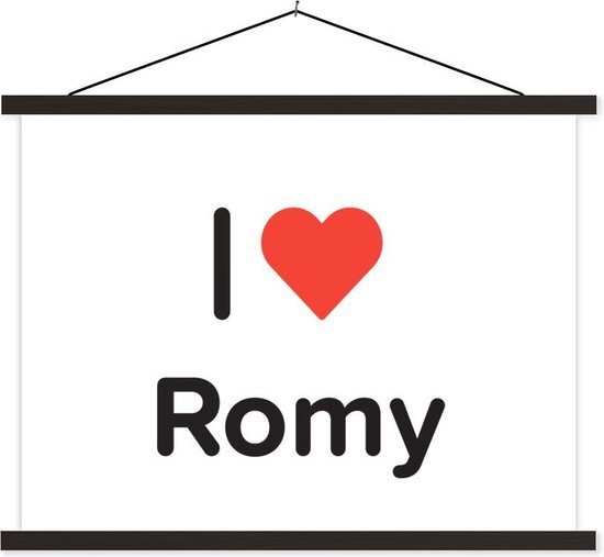 Posterhanger incl. Poster – Schoolplaat – I love – Romy – Meisje – 150×113 cm – Zwarte latten