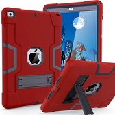 iPad 2021 Hoes - iPad 2020 hoes - Hoes iPad 2019 - iPad 10.2 hoes - Schokbestendige Back Cover met kicktand - Hybrid Armor Case Rood
