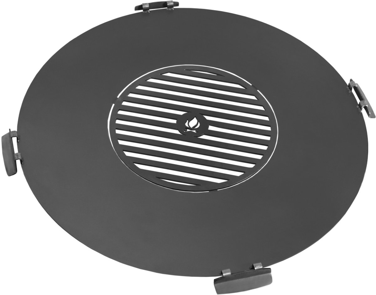 CookKing Grillplaat met grillrooster met 4 handvatten-98 cm - Handgemaakt van extra dik staal - Staal - Zwart - Hoge Kwaliteit Staal - Handgemaakt in Europa