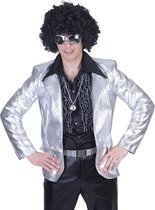 Funny Fashion - Glitter & Glamour Kostuum - Glanzend Zilver Disco Godheid Colbert Man - Zilver - Maat 52-54 - Carnavalskleding - Verkleedkleding