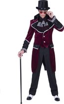 Funny Fashion - Gotisch Kostuum - Gotische Aristocraat Oud Londen Frackjas Man - Rood - Maat 56-58 - Halloween - Verkleedkleding