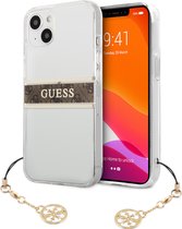 Guess Charms Transparant Backcase iPhone 13 hoesje Bruin