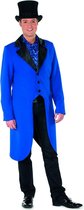 Wilbers - Goochelaar Kostuum - Slipjas Dompteur Leeuwentemmer Circus Blauw Man - blauw - Maat 56 - Carnavalskleding - Verkleedkleding