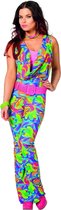 Wilbers & Wilbers - Jaren 80 & 90 Kostuum - Boogie All Night Disco Jumpsuit Lang - Vrouw - multicolor - Maat 34 - Carnavalskleding - Verkleedkleding