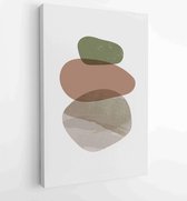 Canvas schilderij - Foliage line art drawing with abstract shape. Abstract rock Art design for print, cover, wallpaper, Minimal and natural wall art. 2 -    – 1823785541 - 115*75 V