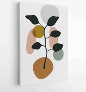 Canvas schilderij - Foliage line art drawing with abstract shape. Abstract Eucalyptus and Art design for print, cover, wallpaper, Minimal and natural wall art. 3 -    – 1823785508