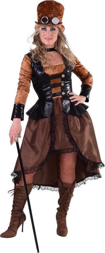 Magic Design Jurk Steampunk Charlie Dames Polyester Bruin Maat Xs