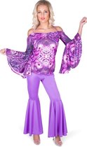 Karnival Costumes Paars Disco Kostuum Dames Carnavalskleding Dames Carnaval - Polyester - Paars - Maat S - 2-Delig Broek/Top